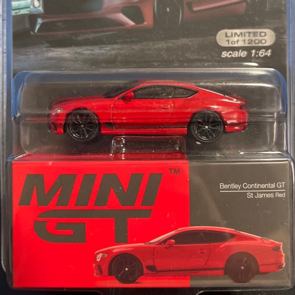 Mini GT Bentley Continental GT St James Red 1:64 Diecast Limited 1 of 1200 Rare
